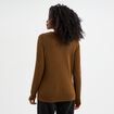 Pull col en V manches longues taupe femme