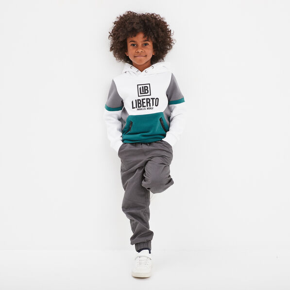 Sweat à capuche hoodie Liberto vert canard garçon