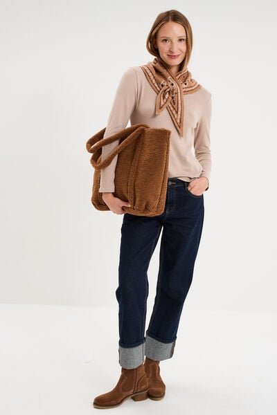 T-shirt thermique manches longues beige femme