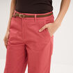 Pantalon chino regular ceinture tress&eacute;e vieux rose femme