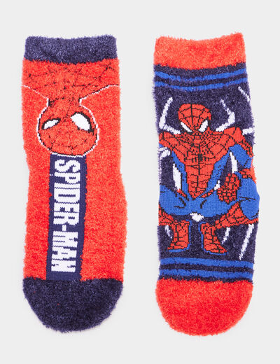 Lot 2 chaussettes d'intérieur Spider-Man rouge garçon