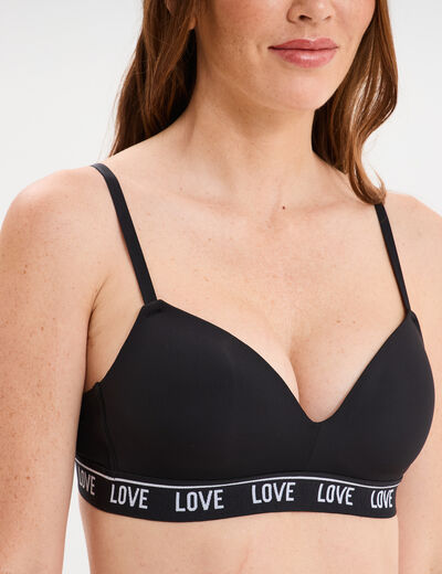 Soutien-gorge embo&icirc;tant padd&eacute; &eacute;lastiqu&eacute; noir femme