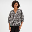 Blouse manches 3/4 ballons col tunisien blanc femme