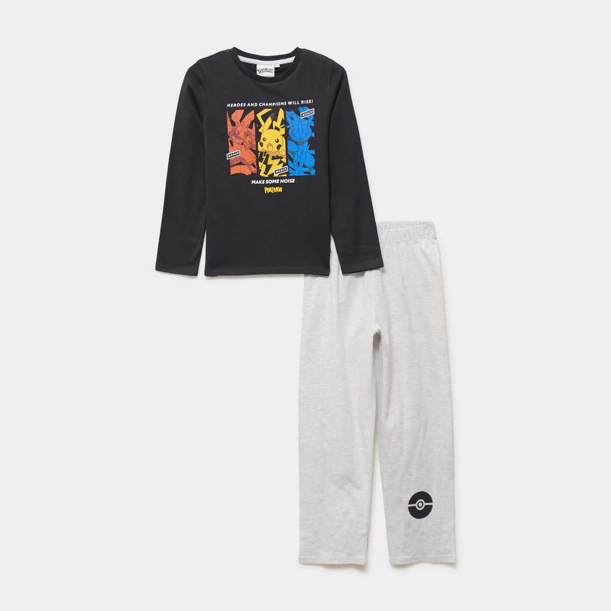 Ensemble pyjama pantalon coton Pok&eacute;mon noir gar&ccedil;on