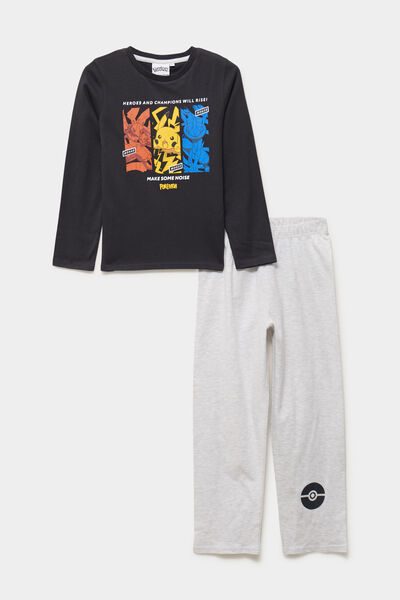 Ensemble pyjama pantalon coton Pok&eacute;mon noir gar&ccedil;on