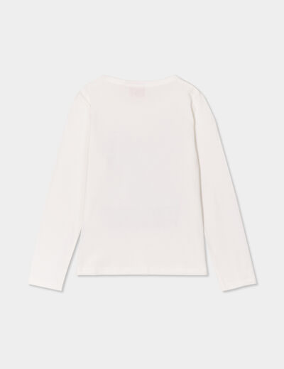 T-shirt manches longues coton Barbie ivoire fille