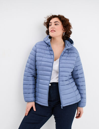 Doudoune déperlante légère à capuche bleu gris femme grande taille