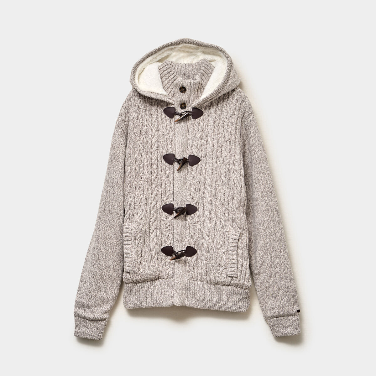 Gilet &agrave; capuche fourr&eacute;e ivoire homme