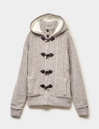 Gilet &agrave; capuche fourr&eacute;e ivoire homme