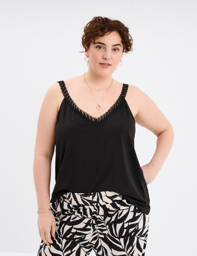 Débardeur dentelle au col noir femme grande taille