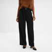 Pantalon large fluide détail boucle noir femme