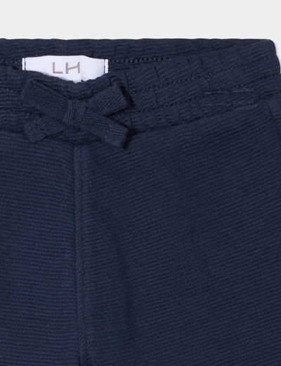 Short avec noeud taille élastiquée coton bleu marine bébé garçon