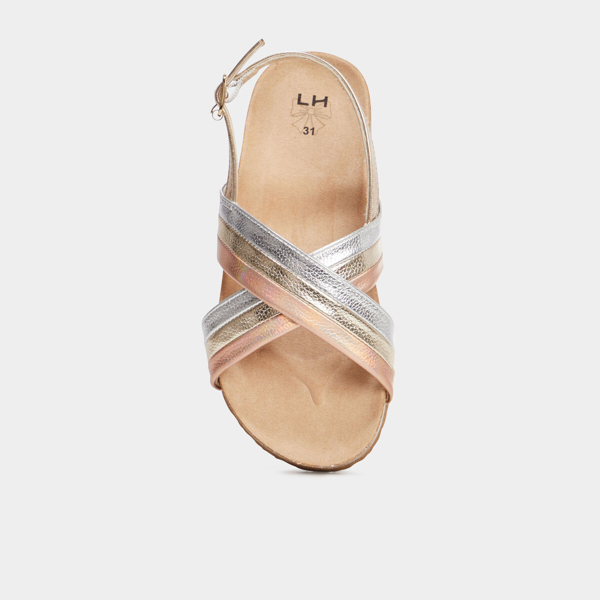 Sandales plates brides croisées jaune or fille