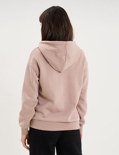 Sweat hoodie 1 poche &agrave; capuche marron clair femme