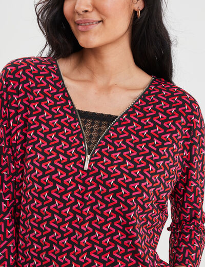 T-shirt manches 3/4 noir femme