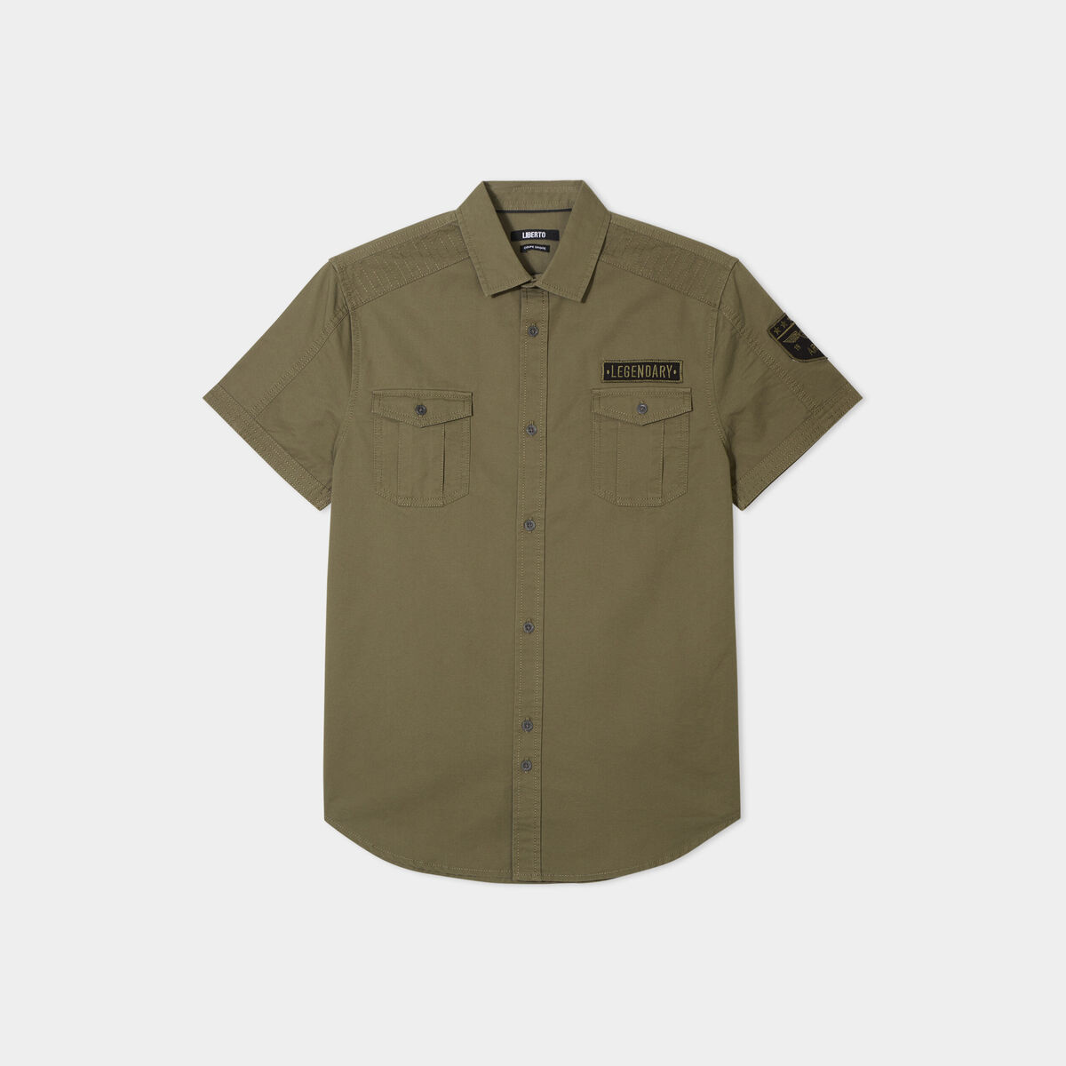 Chemise manches courtes Liberto vert kaki homme
