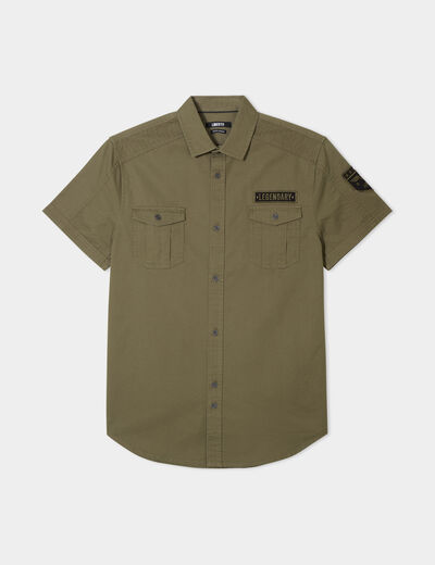 Chemise manches courtes Liberto vert kaki homme