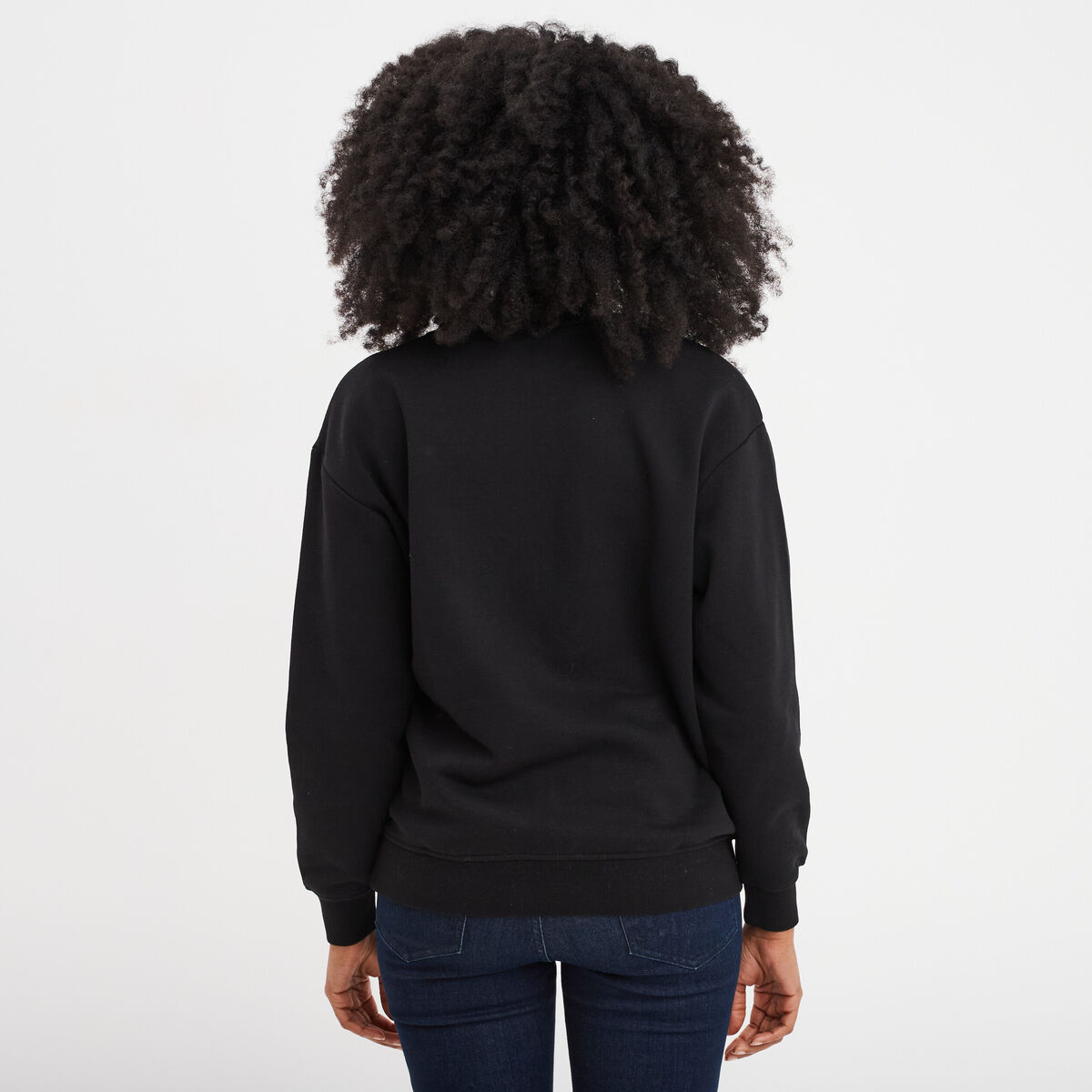 Sweat col rond manches longues noir femme
