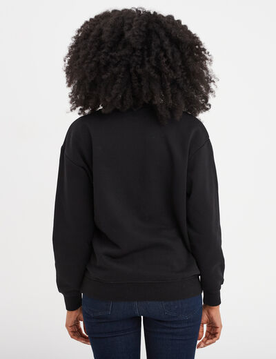 Sweat col rond manches longues noir femme