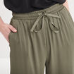 Pantalon fluide taille élastiquée vert kaki femme