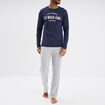 Ensemble pyjama pantalon 2 pi&egrave;ces coton bleu marine homme