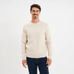 Pull col rond manches longues beige homme