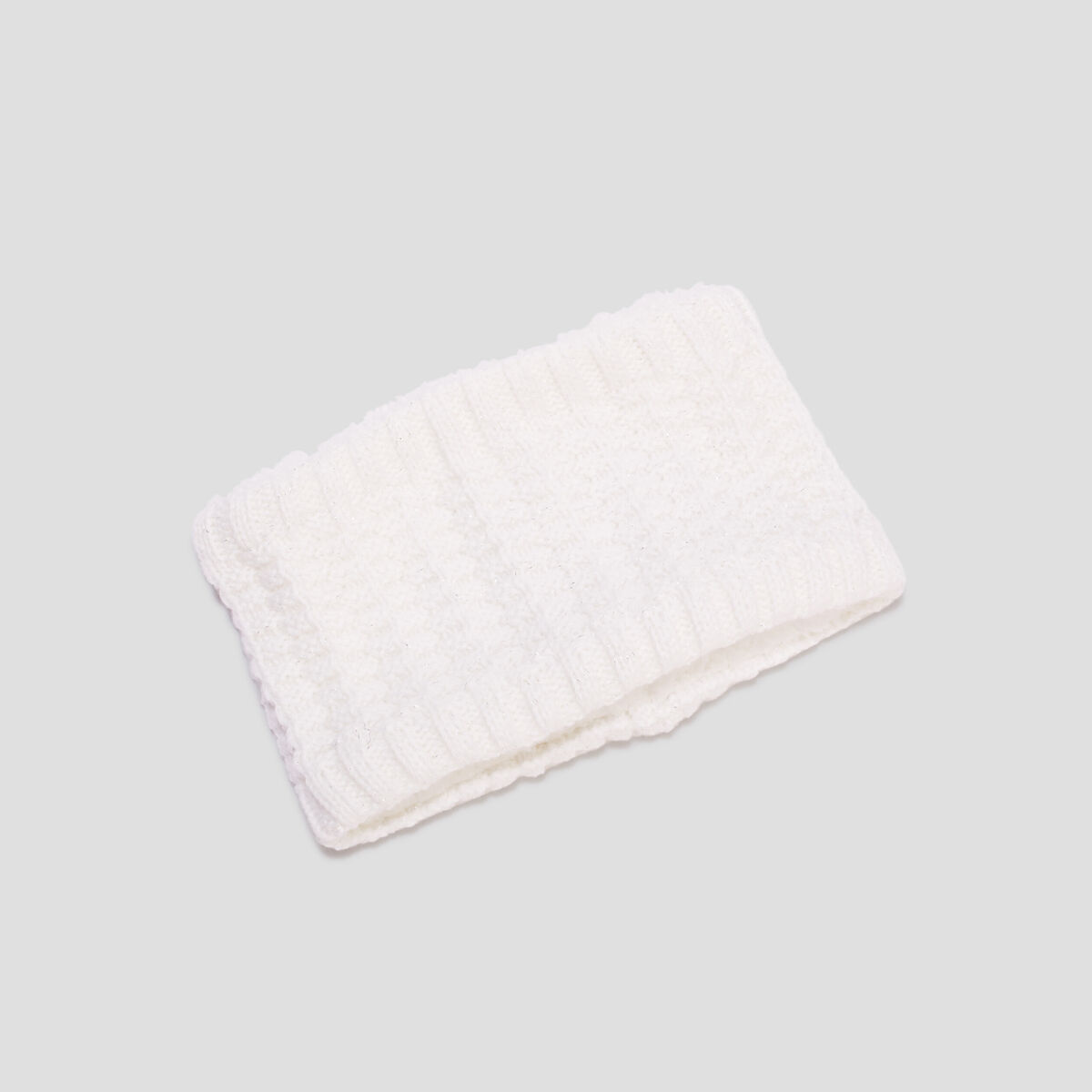 Tour de cou tricot&eacute; doublure laine ivoire b&eacute;b&eacute; fille