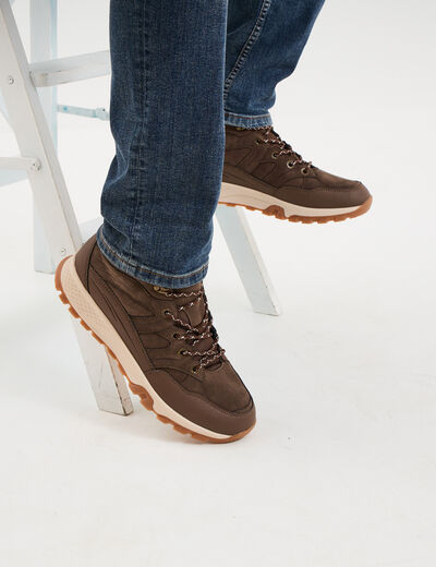 Baskets montantes &agrave; lacets marron clair homme