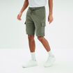 Bermuda cargo molleton taille élastiquée vert kaki homme