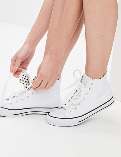 Baskets en toile montantes à lacets blanc femme