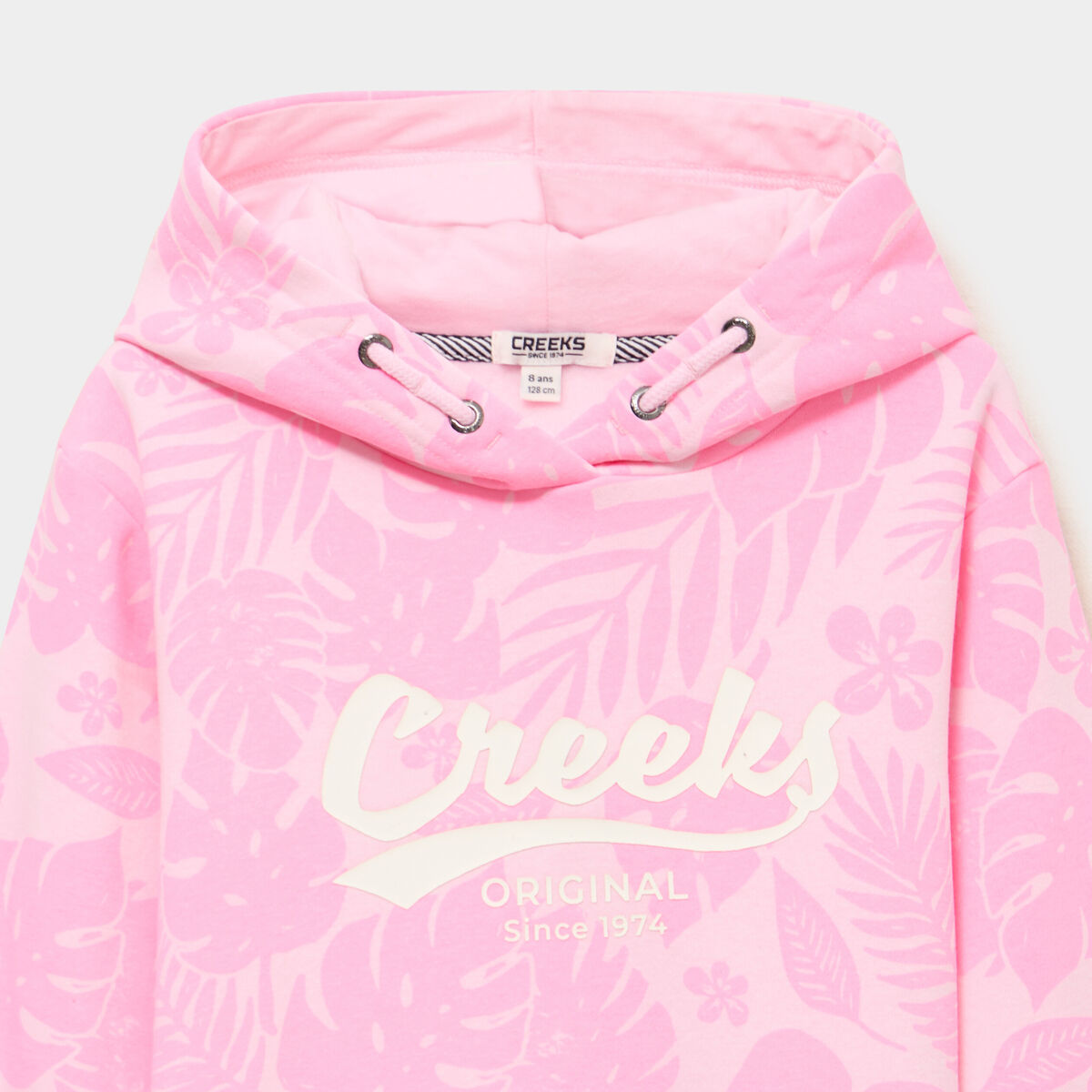 Sweat hoodie 1 poche &agrave; capuche rose fille