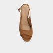 Sandales slingback su&eacute;dine bouts ouverts marron femme