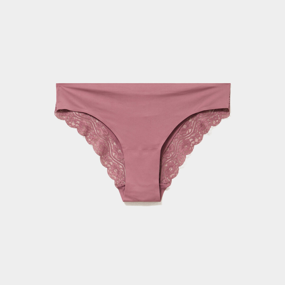 Culotte invisible &agrave; dentelle vieux rose femme