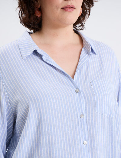 Chemise oversize lin mélangé bleu lavande femme grande taille