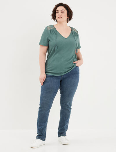 Jeans regular taille haute denim dirty femme grande taille
