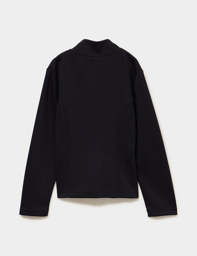Gilet de sport zipp&eacute; col camionneur noir fille