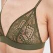 Soutien-gorge triangle en dentelle vert kaki femme