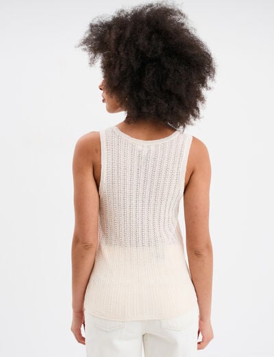 Débardeur maille col rond creme femme