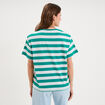 T-shirt droit &agrave; manches courtes coton vert canard femme