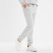 Pantalon jogging droit molleton gris clair femme