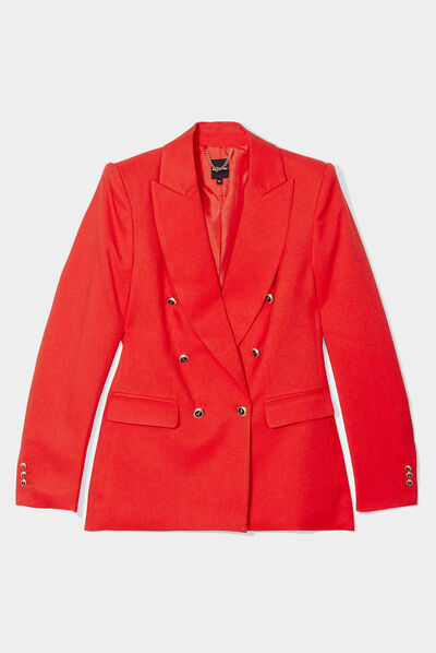 Veste blazer double boutonnage rouge femme