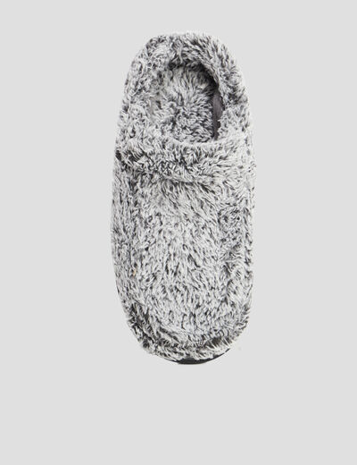 Chaussons bout rond fourrés gris homme