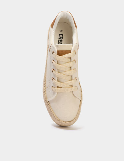 Tennis basses en toile compens&eacute;es sable femme