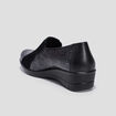 Loafers compensés en cuir noir femme
