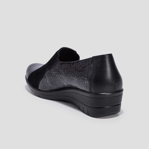 loafers compenses en cuir noir femme Loafers compensés en cuir noir femme