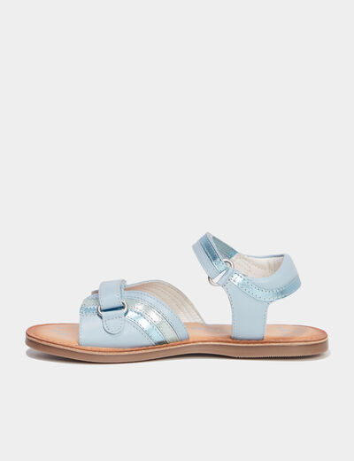 Sandales à scratchs en cuir Kickers bleu fille