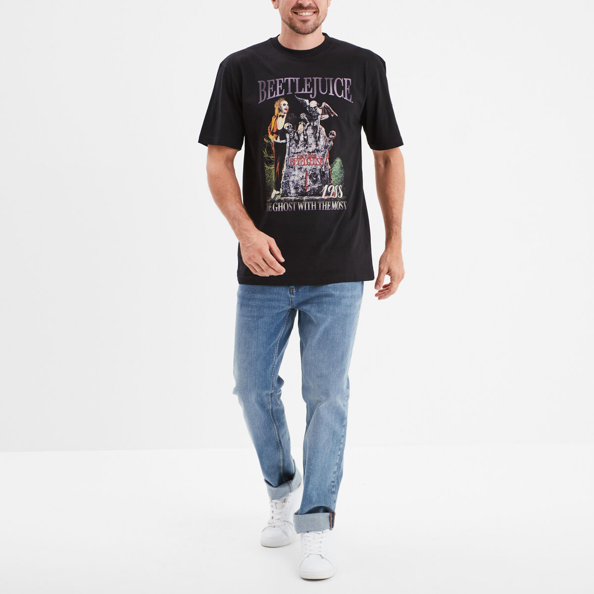 T-shirt manches courtes Beetlejuice noir homme
