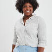 Chemise manches retroussables longues ecru femme grande taille