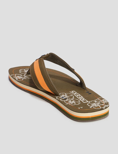 Mules plates vert kaki homme