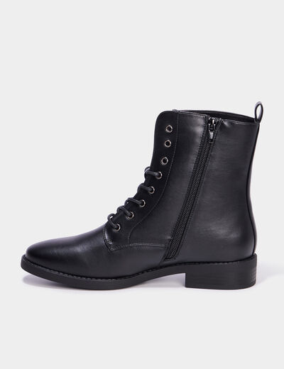 Boots à lacets et zippées noir femme